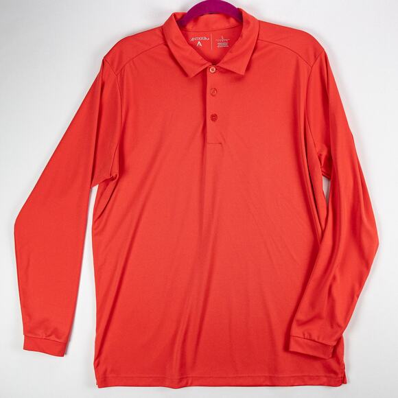 Antigua Men's Long Sleeve Polo 3-Button Pink Large Extra Button Side Vents Golf - Picture 1 of 10